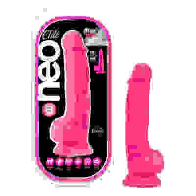 Neo Elite - 7.5 Inch Silicone Dual Density Cock With Balls - Neon Pink