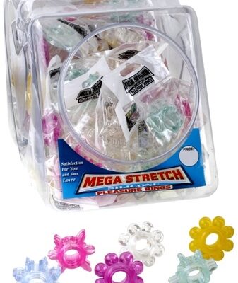Mega Stretch Silicone Pleasure Rings - 72 Piece Fishbowl