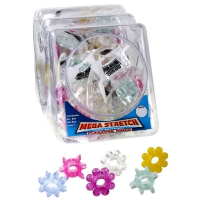 Mega Stretch Silicone Pleasure Rings - 72 Piece Fishbowl