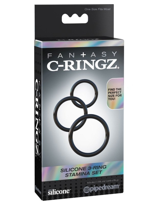Fantasy C-Ringz Silicone Ring Stamina Set - Black - Image 3