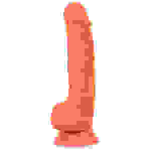 Neo Elite - 7.5 Inch Silicone Dual Density Cock  With Balls - Neon Orange