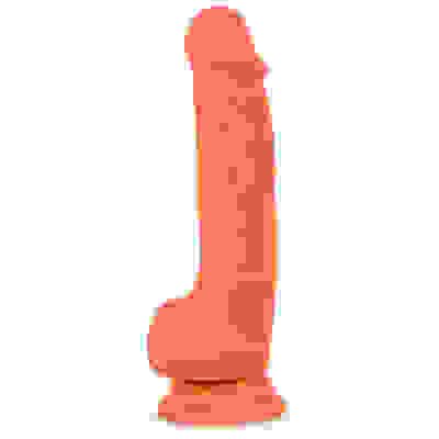 Neo Elite - 7.5 Inch Silicone Dual Density Cock  With Balls - Neon Orange