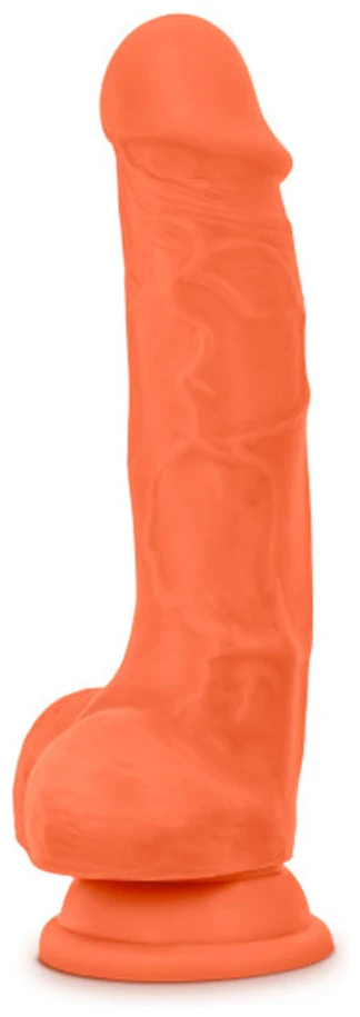 Neo Elite - 7.5 Inch Silicone Dual Density Cock With Balls - Neon Orange