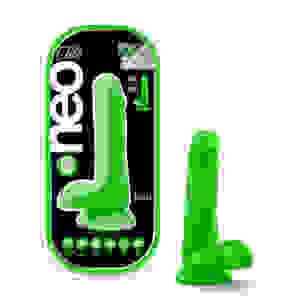 Neo Elite - 6 Inch Silicone Dual Density Cock  With Balls - Neon Green