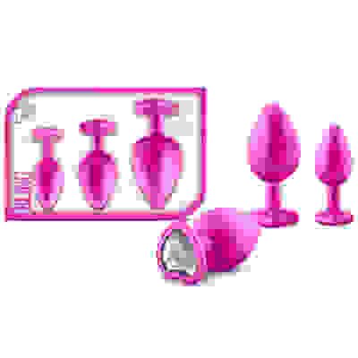 Luxe - Bling Plugs Training Kit - Pink With White Gems