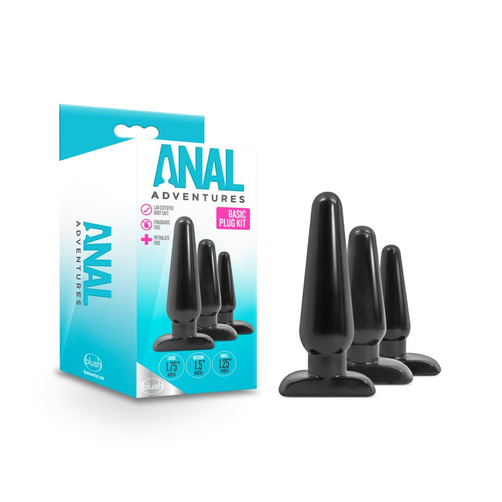 Anal Adventures - Basic Plug Kit - Black - Image 2