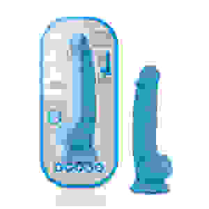 Neo - 7.5 Inch Dual Density Cock With Balls - Neon Blue