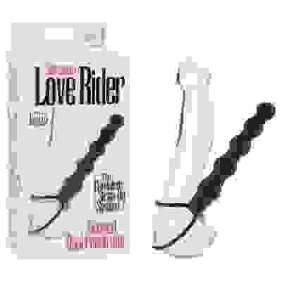 Silicone Love Rider Beaded Dual Penetrator - Black