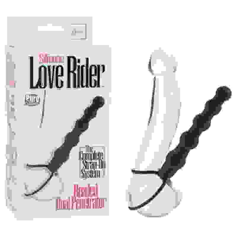 Silicone Love Rider Beaded Dual Penetrator - Black