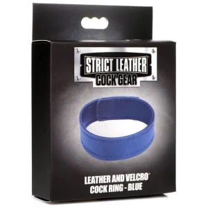 Leather and Velcro Cock Ring - Blue