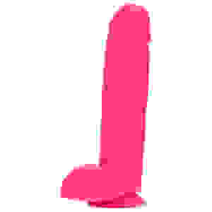 Neo Elite - 10 Inch Silicone Dual Density Cock  With Balls - Neon Pink