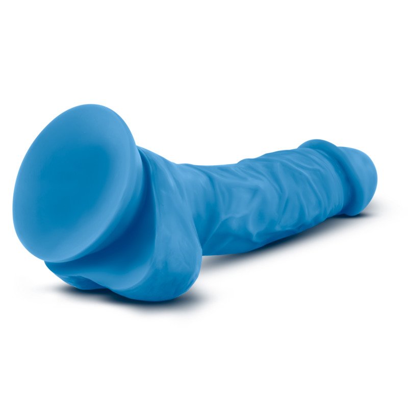 Neo - 7.5 Inch Dual Density Cock With Balls - Neon Blue - Image 4