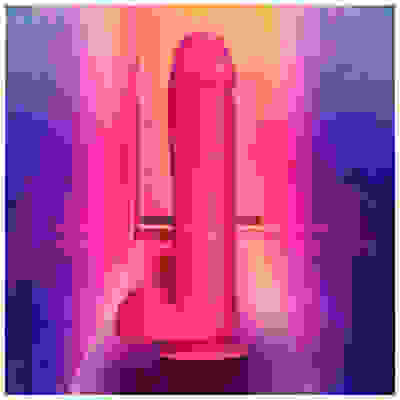 Neo Elite - 11 Inch Silicone Dual Density Cock  With Balls - Neon Pink