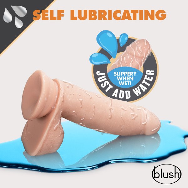 Dr. Skin Glide - 7 Inch Self Lubricating Dildo With Balls - Vanilla - Image 3