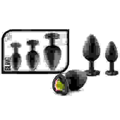 Luxe - Bling Plugs Training Kit - Black With Rainbow Gems