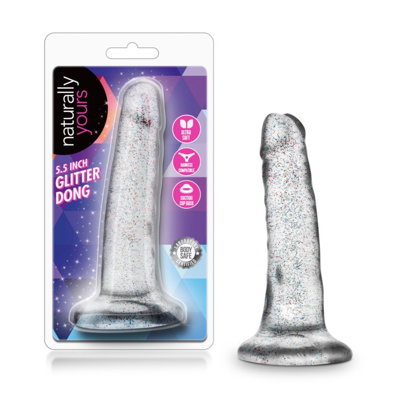 Naturally Yours - 5.5 Inch Glitter Dong - Sparkling Clear - Image 3