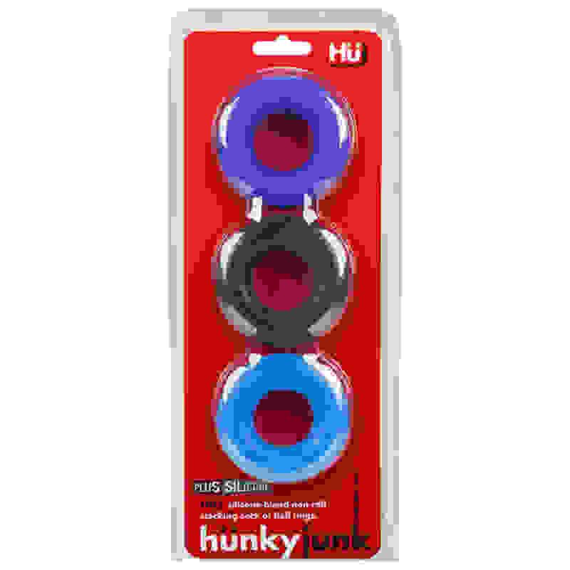 Hunkyjunk Huj3 C-Ring 3 Pk - Blue / Multi
