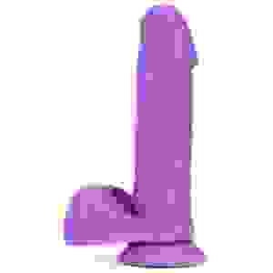 Neo Elite - 8 Inch Silicone Dual Density Cock  With Balls - Neon Purple