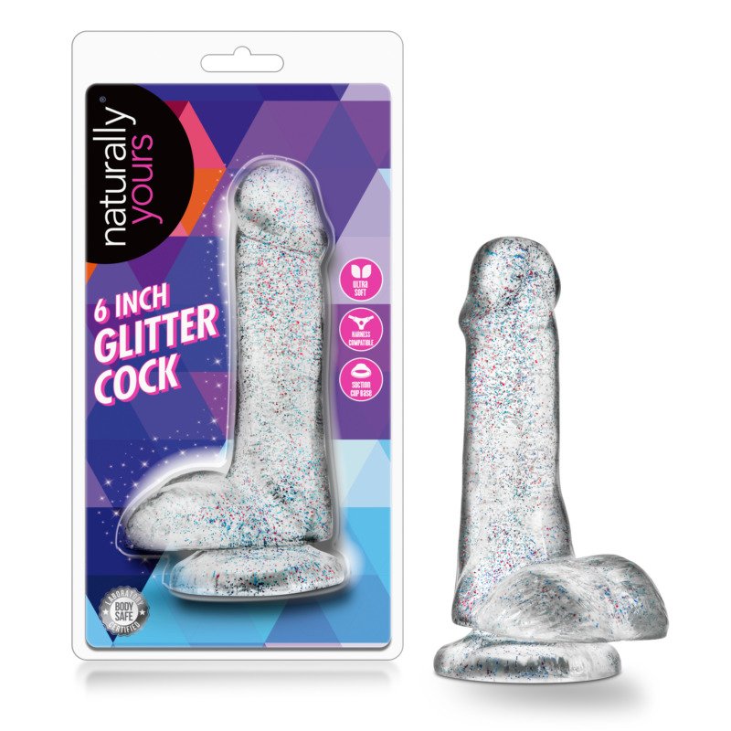 Naturally Yours - 6 Inch Glitter Cock - Sparkling Clear - Image 4