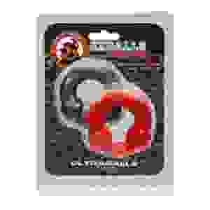 Ultraballs 2-Piece Cockring Set - Steel & Red