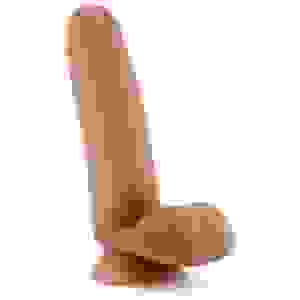 Dr. Skin Glide - 7 Inch Self Lubricating Dildo With Balls - Mocha