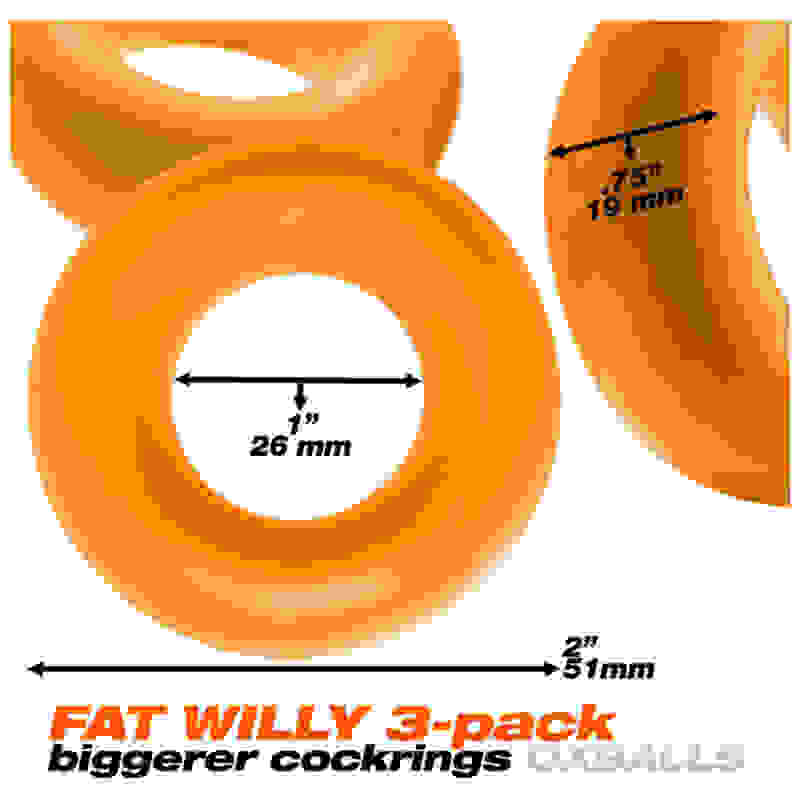 Fat Willy 3-Pack Jumbo Cockring - Orange