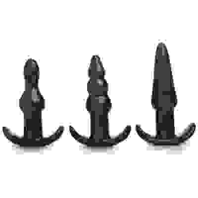 4 Piece Vibrating Anal Plug Set - Black