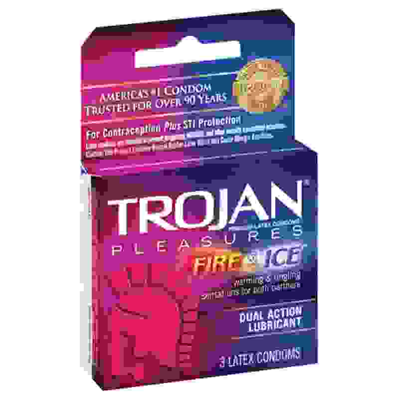 Trojan Fire and Ice Dual Action Lubricated Condoms - 3 Pack
