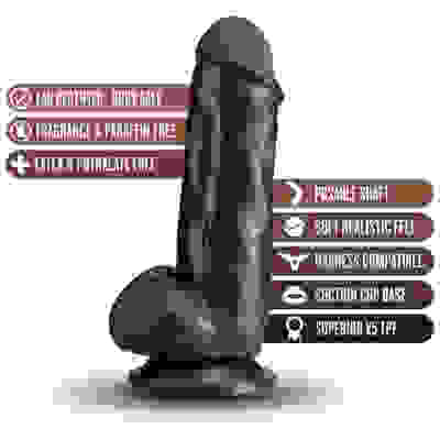 Dr. Skin Plus - 7 Inch Girthy Posable Dildo With  Balls - Chocolate