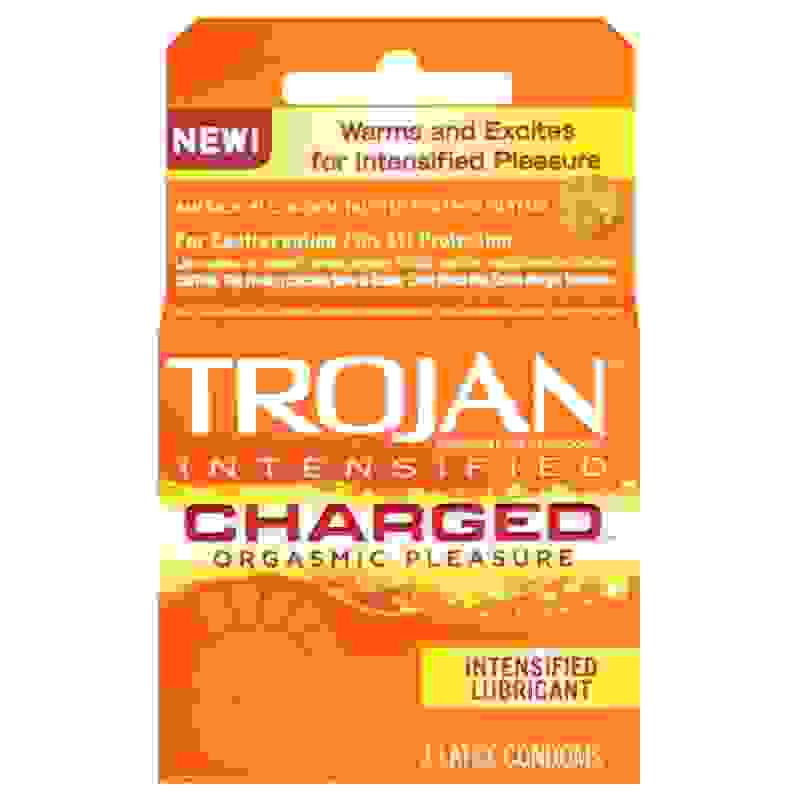 Trojan Intensified Charged Orgasmic Pleasure Condoms - 3 Pack