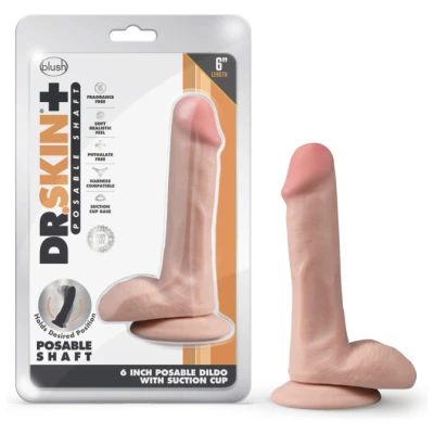 Dr. Skin Plus - 6 Inch Posable Dildo With Balls -  Vanilla