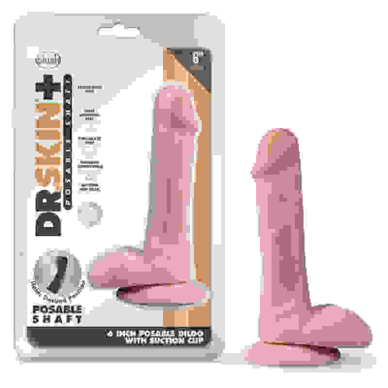 Dr. Skin Plus - 6 Inch Posable Dildo With Balls -  Vanilla