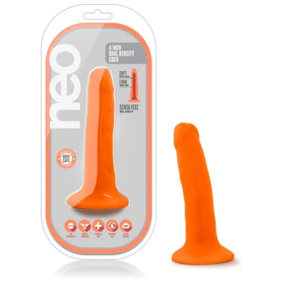 Neo - 5.5 Inch Dual Density Cock - Neon Orange