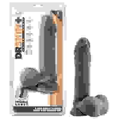 Dr. Skin Plus - 9 Inch Thick Posable Dildo With  Balls - Chocolate