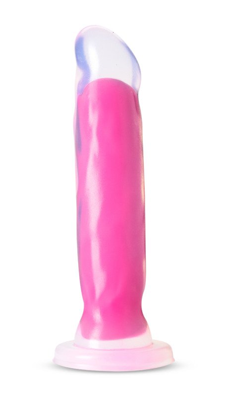 Neo Elite Glow in the Dark - Marquee - 8 Inch Silicone Dual Density Dildo - Neon Pink - Image 3