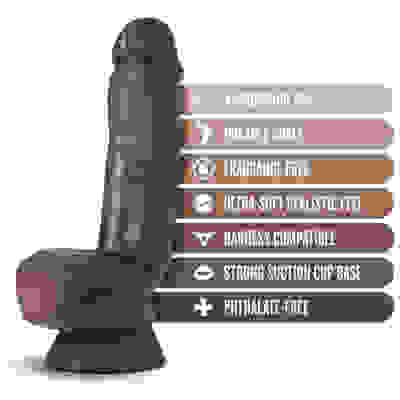 Dr. Skin Plus - 8 Inch Thick Poseable Dildo With  Squeezable Balls - Chocolate