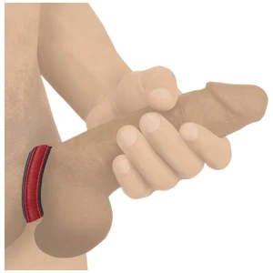 Leather and Velcro Cock Ring - Red
