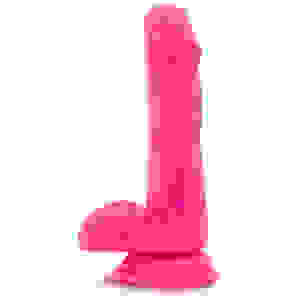Neo Elite - 6 Inch Silicone Dual Density Cock  With Balls - Neon Pink