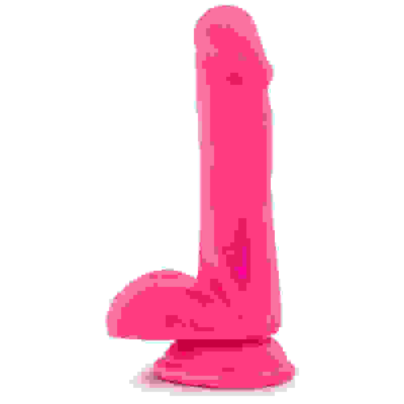 Neo Elite - 6 Inch Silicone Dual Density Cock  With Balls - Neon Pink