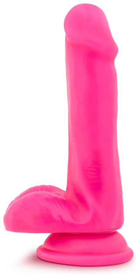 Neo Elite - 6 Inch Silicone Dual Density Cock With Balls - Neon Pink