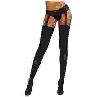 Pantyhose With Garters - One Size - Black