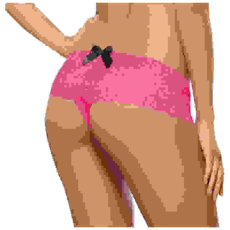 Open Crotch Lace Boy Short - Small - Hot Pink