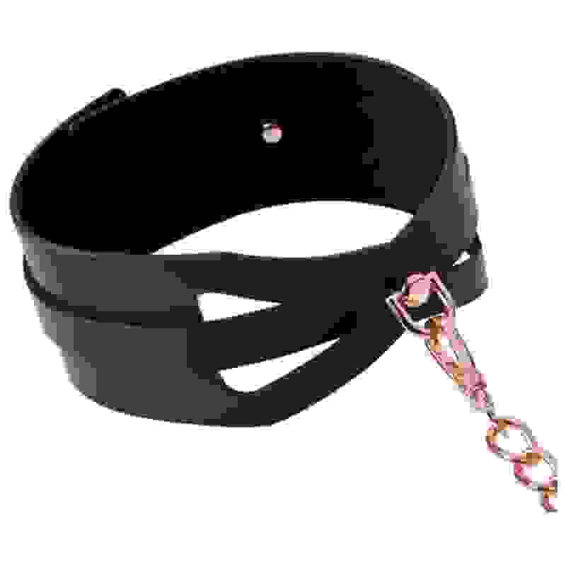 Brat Collar and Leash - Black / Rose Gold