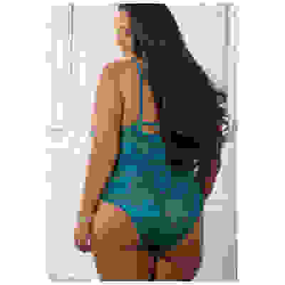 1 Pc Laced Teddy With Open Crotch Snap - Queen -  Teal Turquoise