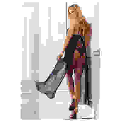 1 Pc Long Dress Strappy Teddy - One Size - Blue Opal