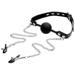Silicone Ball Gag W/nipple Clamps