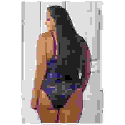 1 Pc Laced Teddy With Open Crotch Snap - Queen -  Roxy Plum