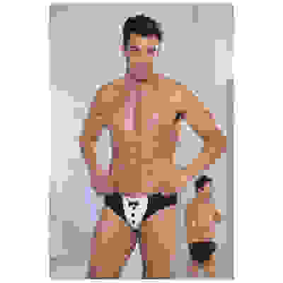 Men's Brief Tuxedo - Large - Black and White