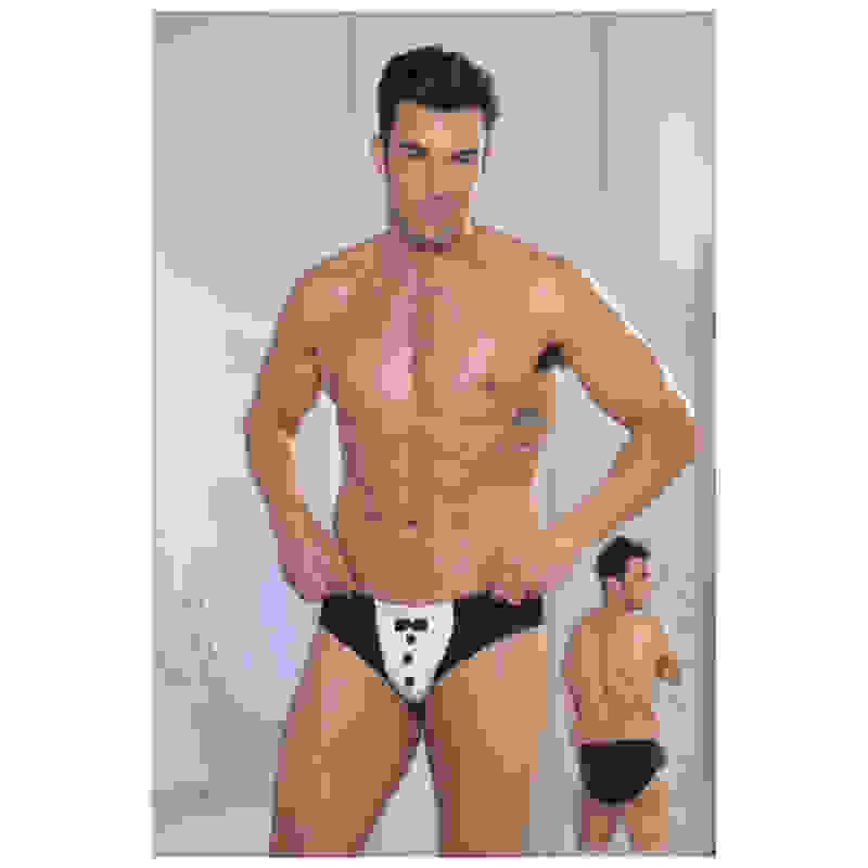 Men's Brief Tuxedo - Large - Black and White