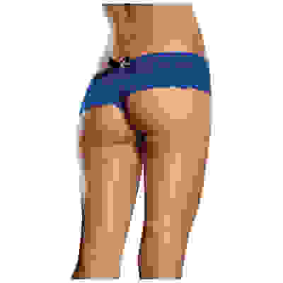 Open Crotch Lace Boy Short - Large - Sapphire